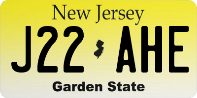 NJ license plate J22AHE