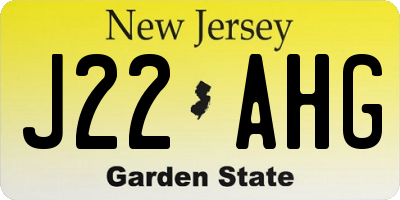 NJ license plate J22AHG