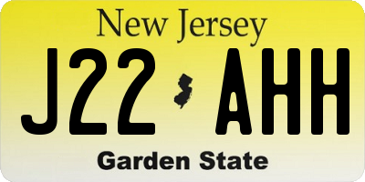 NJ license plate J22AHH