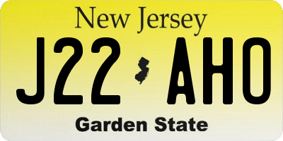 NJ license plate J22AHO
