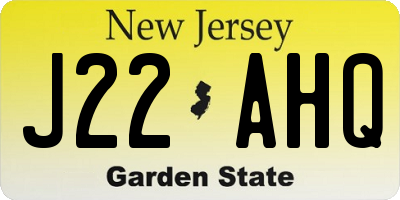 NJ license plate J22AHQ