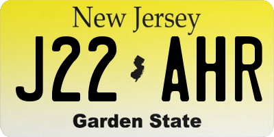 NJ license plate J22AHR