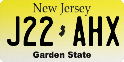 NJ license plate J22AHX