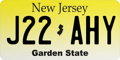 NJ license plate J22AHY