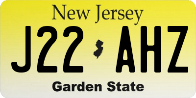 NJ license plate J22AHZ