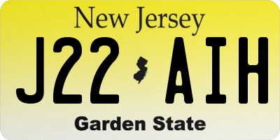 NJ license plate J22AIH
