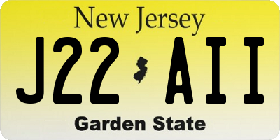 NJ license plate J22AII