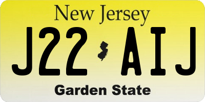 NJ license plate J22AIJ