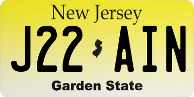 NJ license plate J22AIN