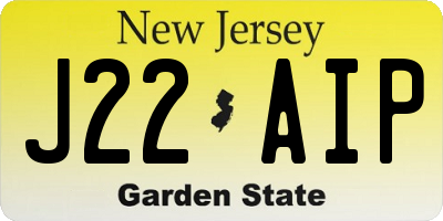 NJ license plate J22AIP