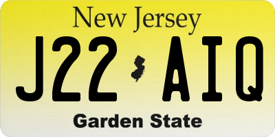 NJ license plate J22AIQ