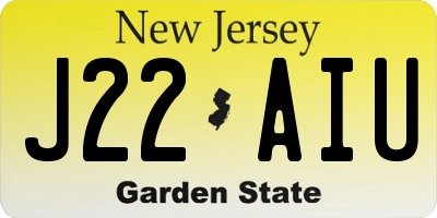 NJ license plate J22AIU