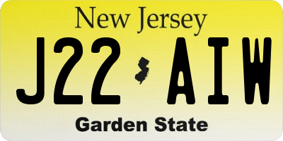 NJ license plate J22AIW