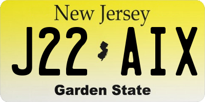 NJ license plate J22AIX