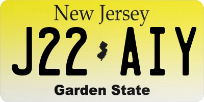 NJ license plate J22AIY