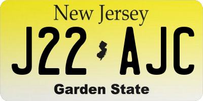 NJ license plate J22AJC