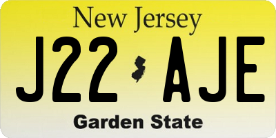NJ license plate J22AJE