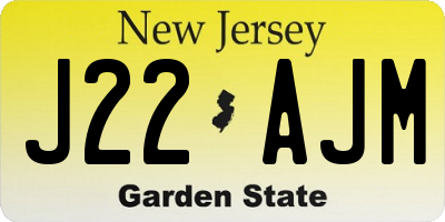 NJ license plate J22AJM