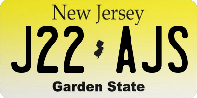NJ license plate J22AJS