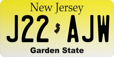 NJ license plate J22AJW