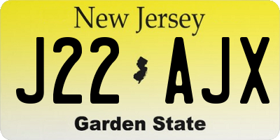 NJ license plate J22AJX
