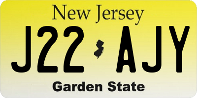 NJ license plate J22AJY