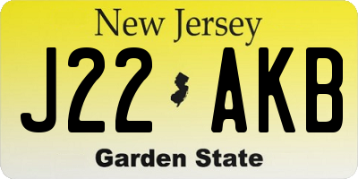 NJ license plate J22AKB