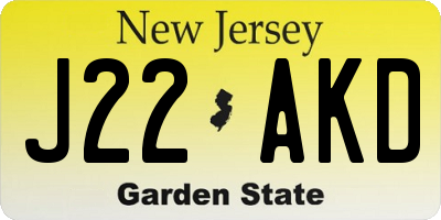 NJ license plate J22AKD