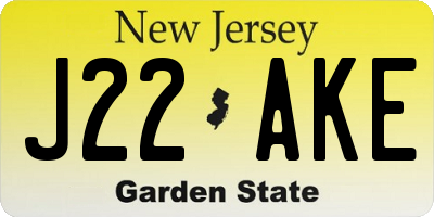 NJ license plate J22AKE