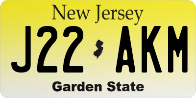 NJ license plate J22AKM