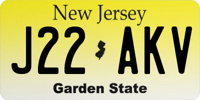 NJ license plate J22AKV