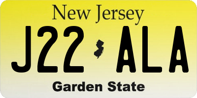 NJ license plate J22ALA