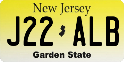 NJ license plate J22ALB