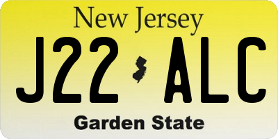 NJ license plate J22ALC