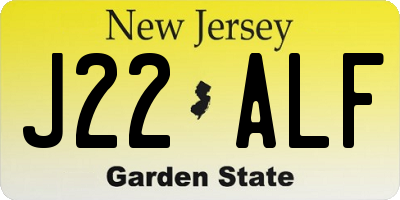 NJ license plate J22ALF