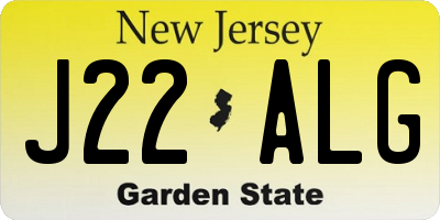 NJ license plate J22ALG