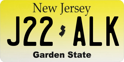 NJ license plate J22ALK
