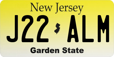 NJ license plate J22ALM