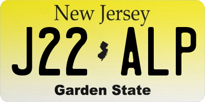 NJ license plate J22ALP