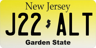 NJ license plate J22ALT
