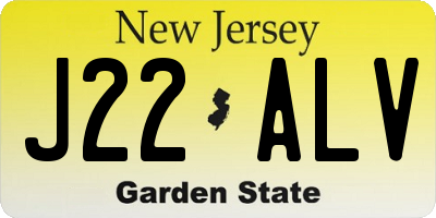 NJ license plate J22ALV
