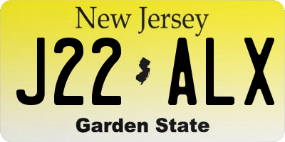 NJ license plate J22ALX
