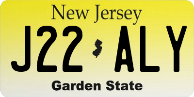 NJ license plate J22ALY