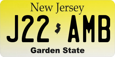 NJ license plate J22AMB