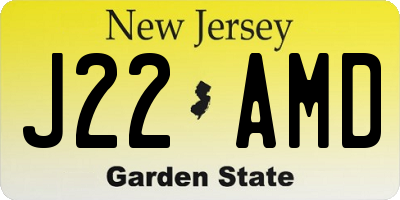 NJ license plate J22AMD