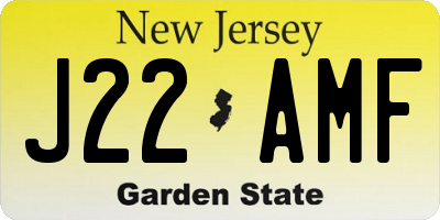 NJ license plate J22AMF