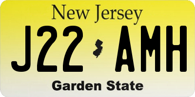 NJ license plate J22AMH