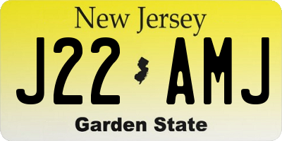 NJ license plate J22AMJ