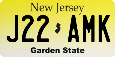 NJ license plate J22AMK