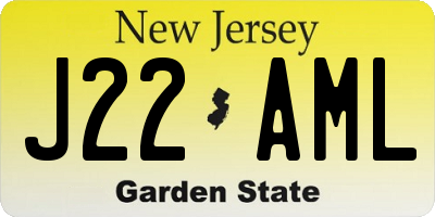 NJ license plate J22AML